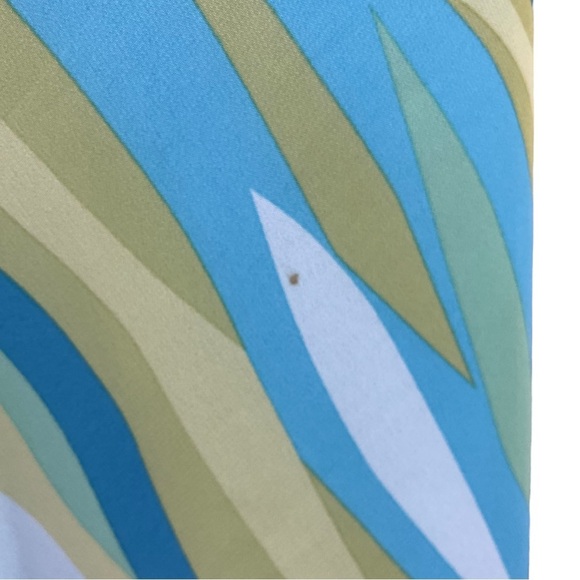 Apostrophe Blue Green Tan Abstract Print A-Line Y2K Knee Length Skirt Low Rise - Picture 6 of 8